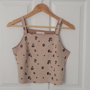 Oak + Fort Suede Floral Cropped Tank Top